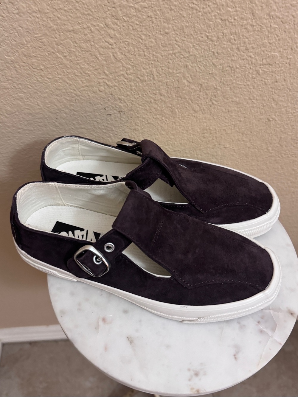Women Vans Premium Mary Jane Suede chocolate plum brown sneakers size 7.5
